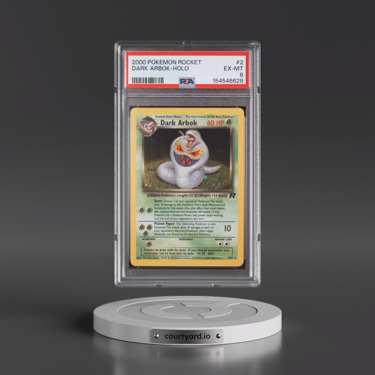 2000 Pokémon Rocket #2 Dark Arbok - Holo (PSA 6 EX-MT)