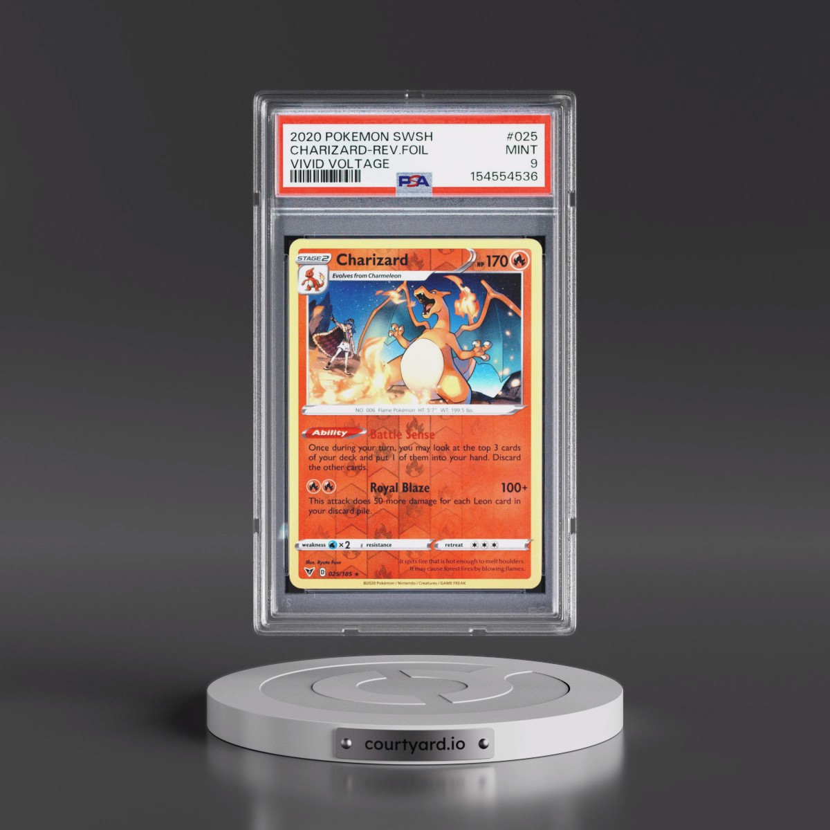 2020 Pokémon Sword & Shield Vivid Voltage #025 Charizard - Reverse Foil (PSA 9 MINT)
