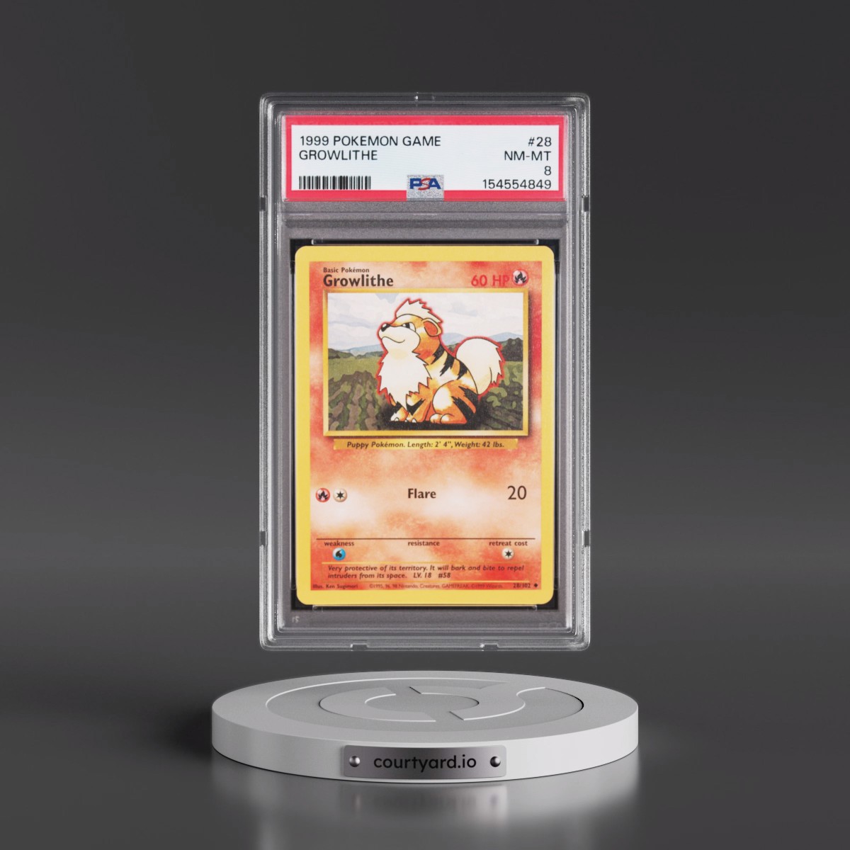 1999 Pokémon Game #28 Growlithe (PSA 8 NM-MT)