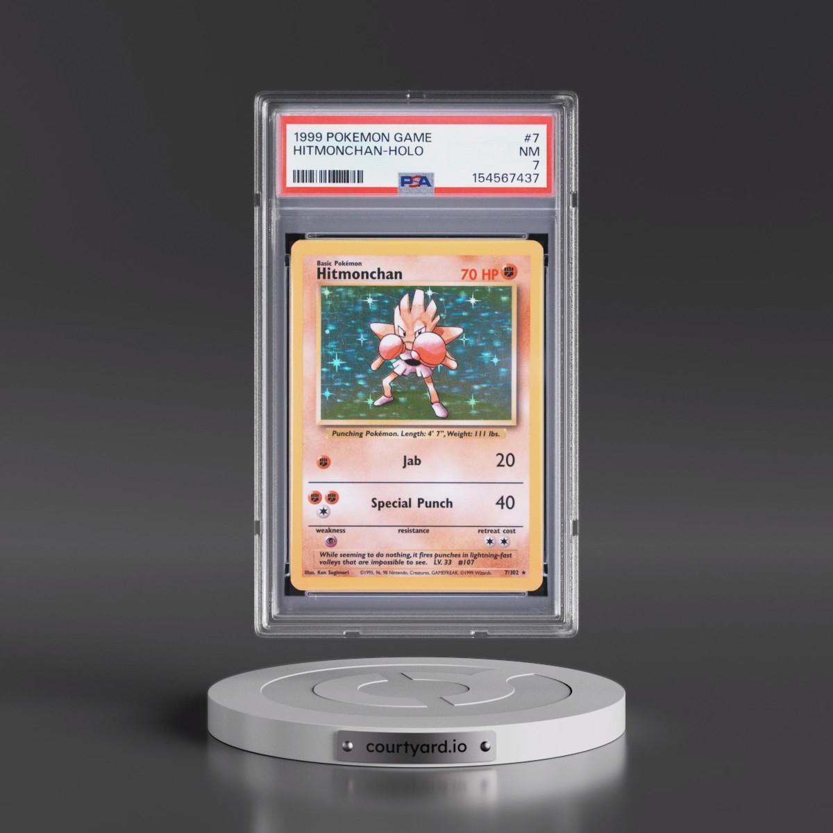 1999 Pokémon Game #7 Hitmonchan - Holo (PSA 7 NM)