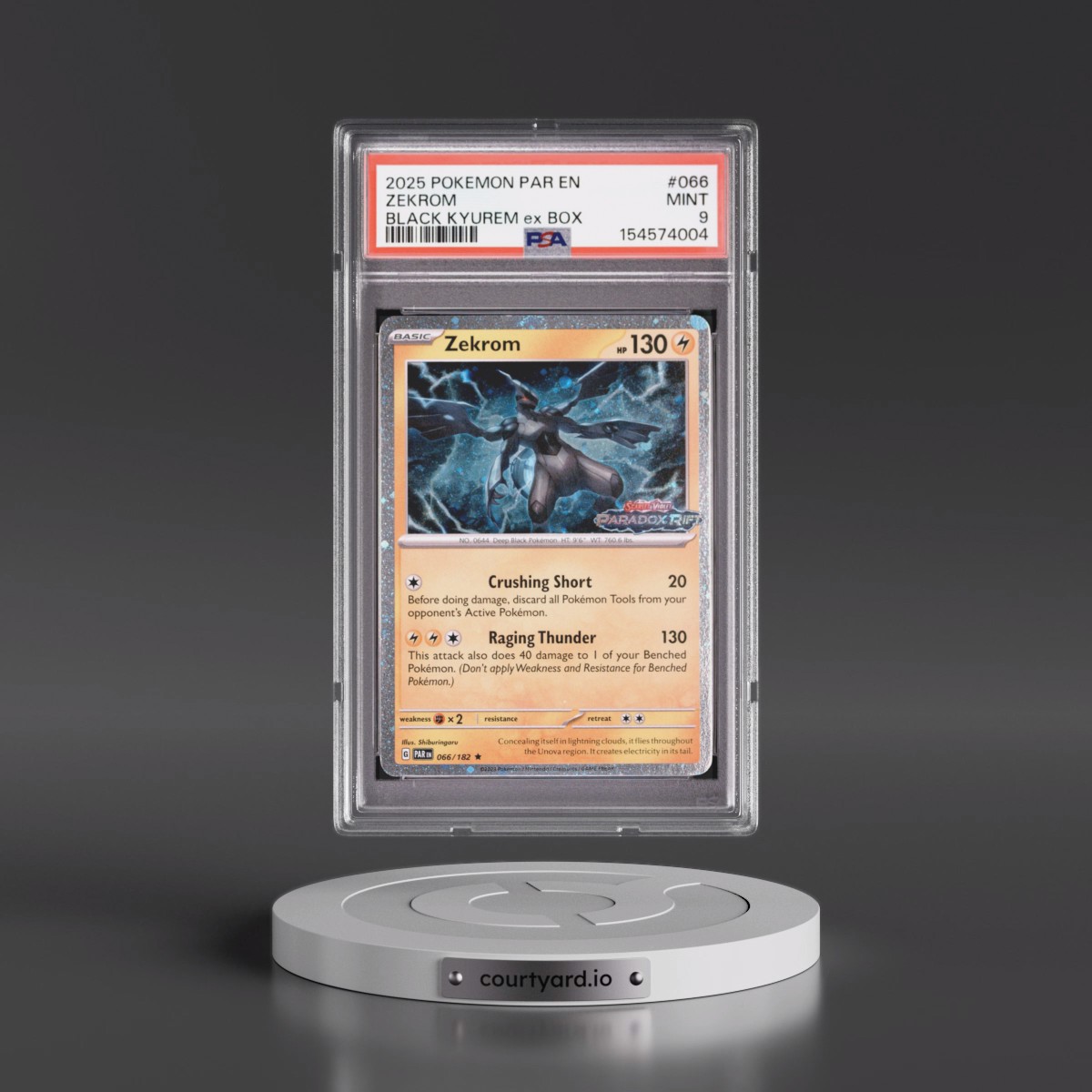 2025 Pokémon Par EN-Paradox Rift #066 Zekrom - Black Kyurem EX Box (PSA 9 MINT)