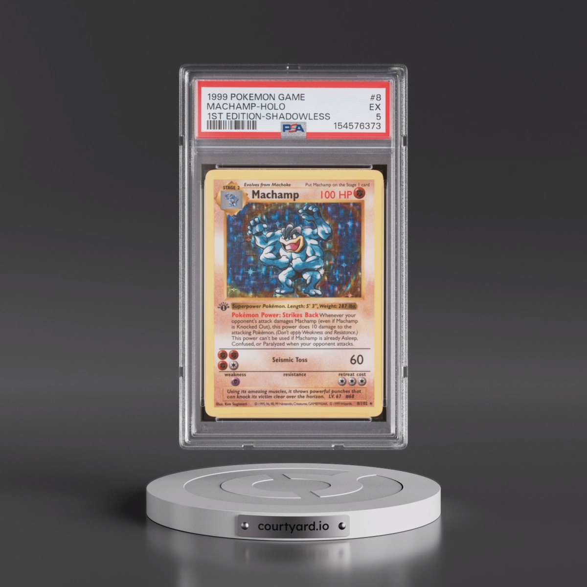 1999 Pokémon Game #8 Machamp - 1st Edition Holo Shadowless (PSA 5 EX)