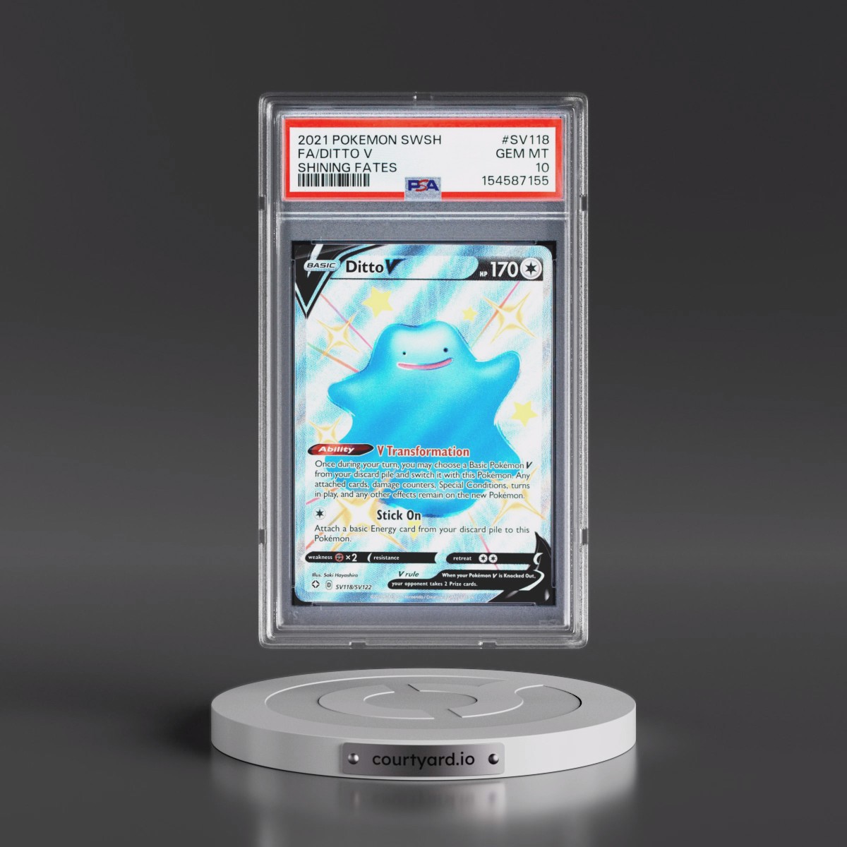 2021 Pokémon Sword & Shield Shining Fates #SV118 Ditto V - Holo Full Art (PSA 10 GEM MINT)