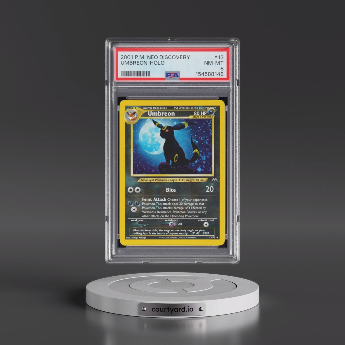 2001 Pokémon Neo Discovery #13 Umbreon - Holo (PSA 8 NM-MT)