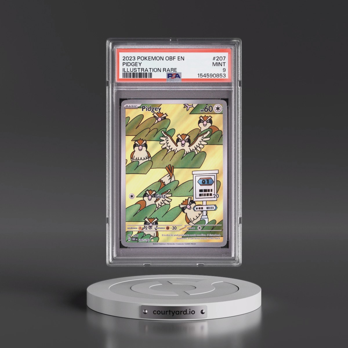 2023 Pokémon Obf EN-Obsidian Flames #207 Pidgey - Illustration Rare (PSA 9 MINT)