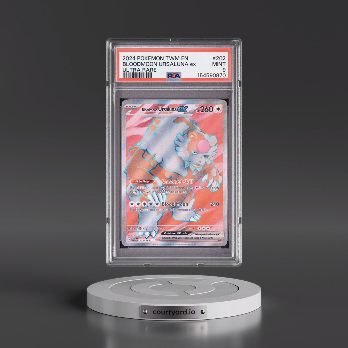 2024 Pokémon Twm EN-Twilight Masquerade #202 Bloodmoon Ursaluna EX - Holo Ultra Rare (PSA 9 MINT)