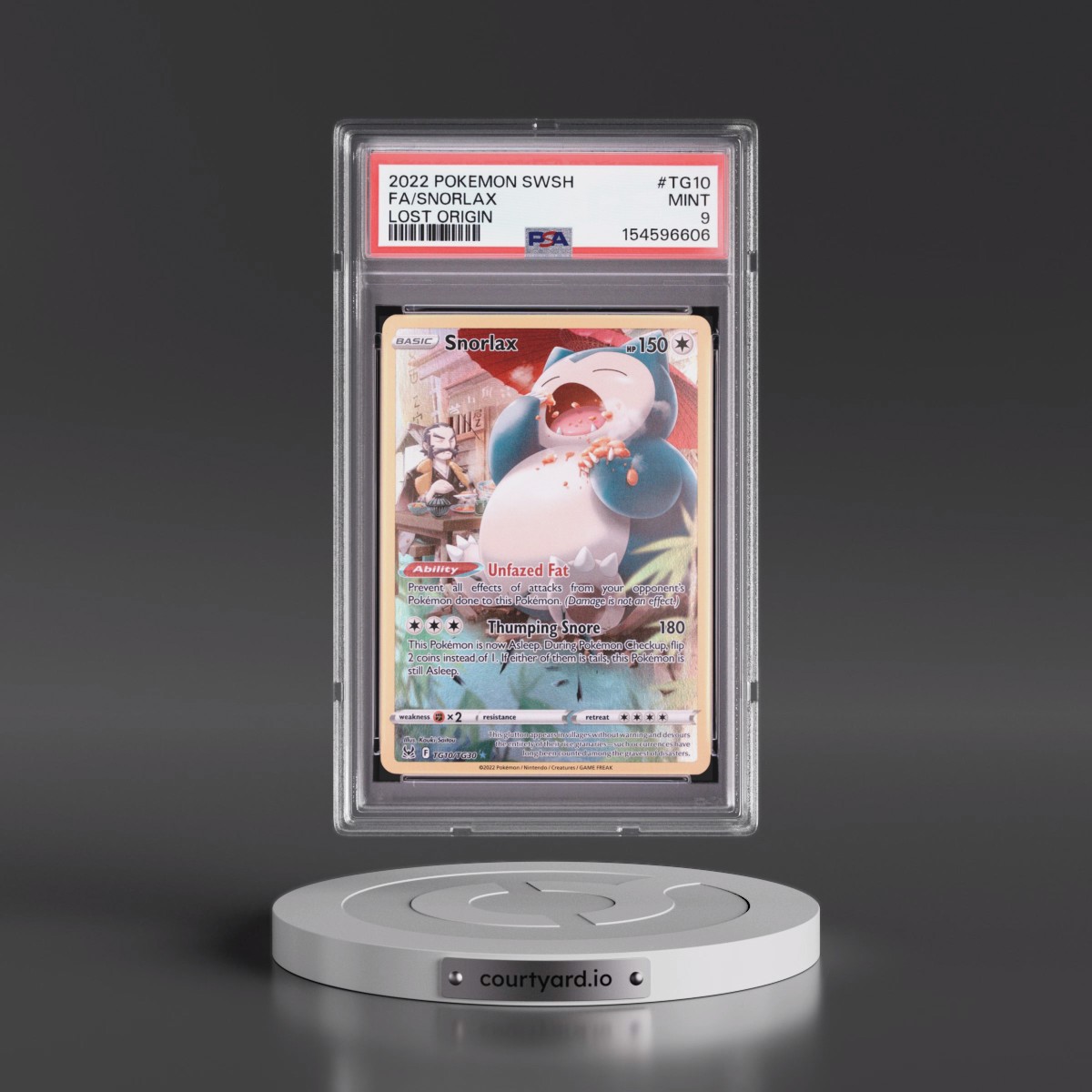2022 Pokémon Sword & Shield Lost Origin #TG10 Snorlax - Full Art (PSA 9 MINT)