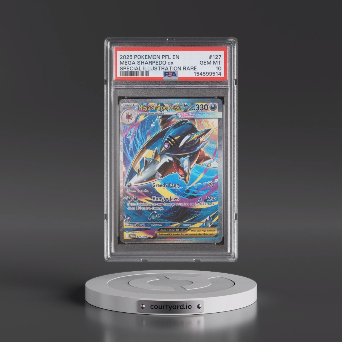 2025 Pokémon Pfl EN-Phantasmal Flames #127 Mega Sharpedo EX - Holo Special Illustration Rare (PSA 10 GEM MINT)
