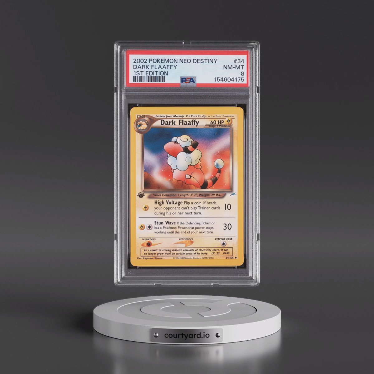 2002 Pokémon Neo Destiny #34 Dark Flaaffy - 1st Edition (PSA 8 NM-MT)