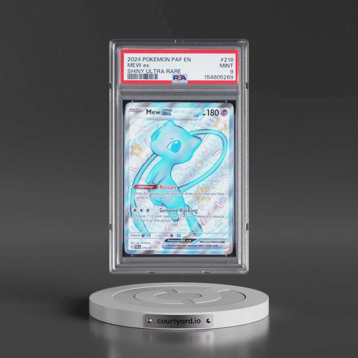 2024 Pokémon Paf EN-Paldean Fates #216 Mew EX - Holo Shiny Ultra Rare (PSA 9 MINT)