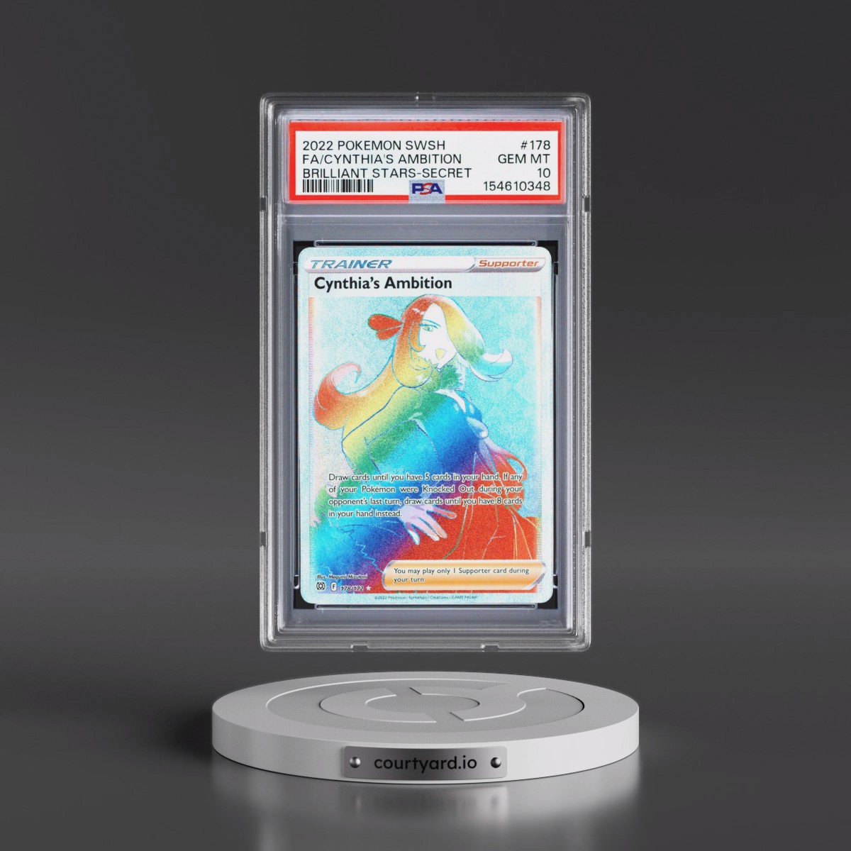 2022 Pokémon Sword & Shield Brilliant Stars #178 Cynthia's Ambition - Full Art Secret (PSA 10 GEM MINT)
