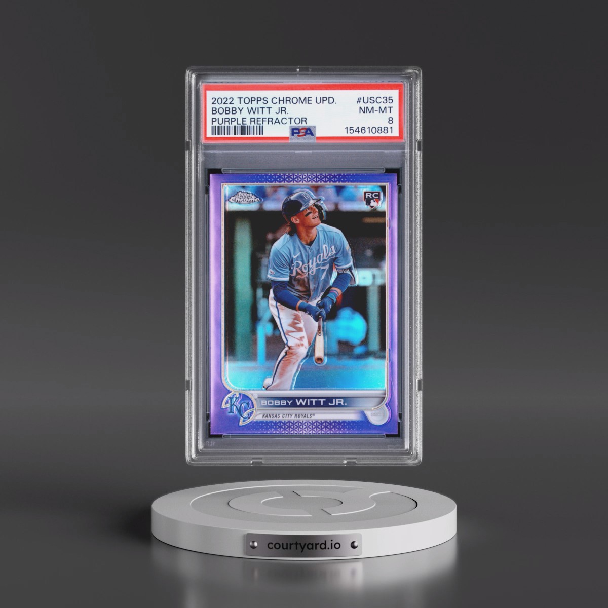 2022 Topps Chrome Update #USC35 Bobby Witt Jr. - Purple Refractor (PSA 8 NM-MT)