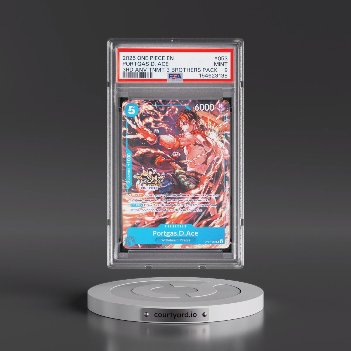 2025 One Piece 3rd Anniversary Tournament 3 Brothers Pack #053 Portgas D. Ace (PSA 9 MINT)