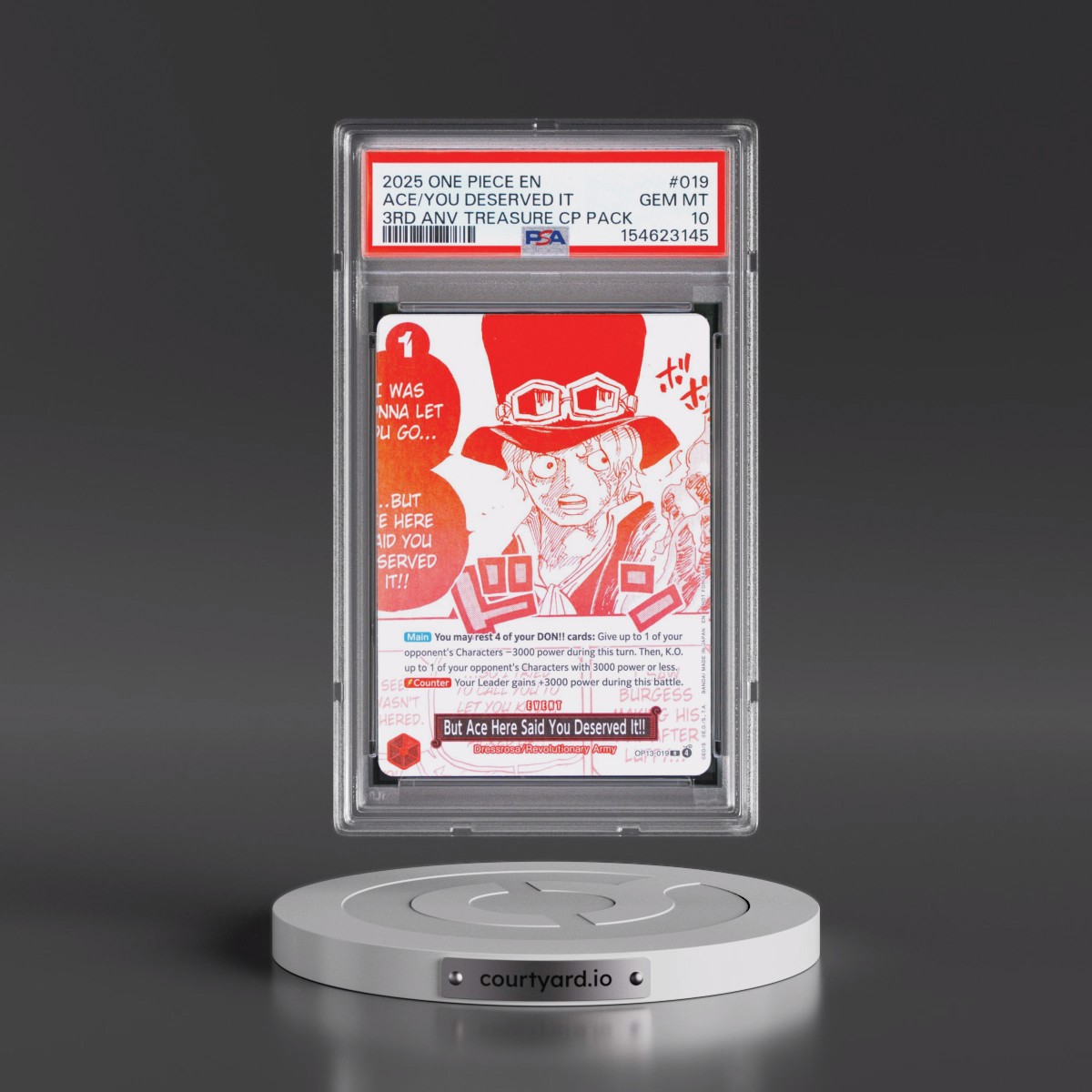 2025 One Piece 3rd Anniversary! One Piece Card Treasure Campaign Pack #019 But Ace Here Said You Deserved It!! (PSA 10 GEM MINT)