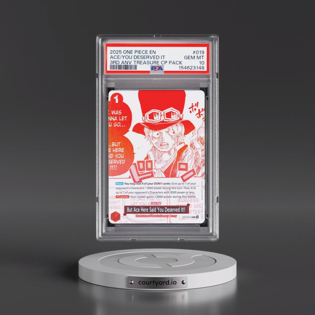 2025 One Piece 3rd Anniversary! One Piece Card Treasure Campaign Pack #019 But Ace Here Said You Deserved It!! (PSA 10 GEM MINT)