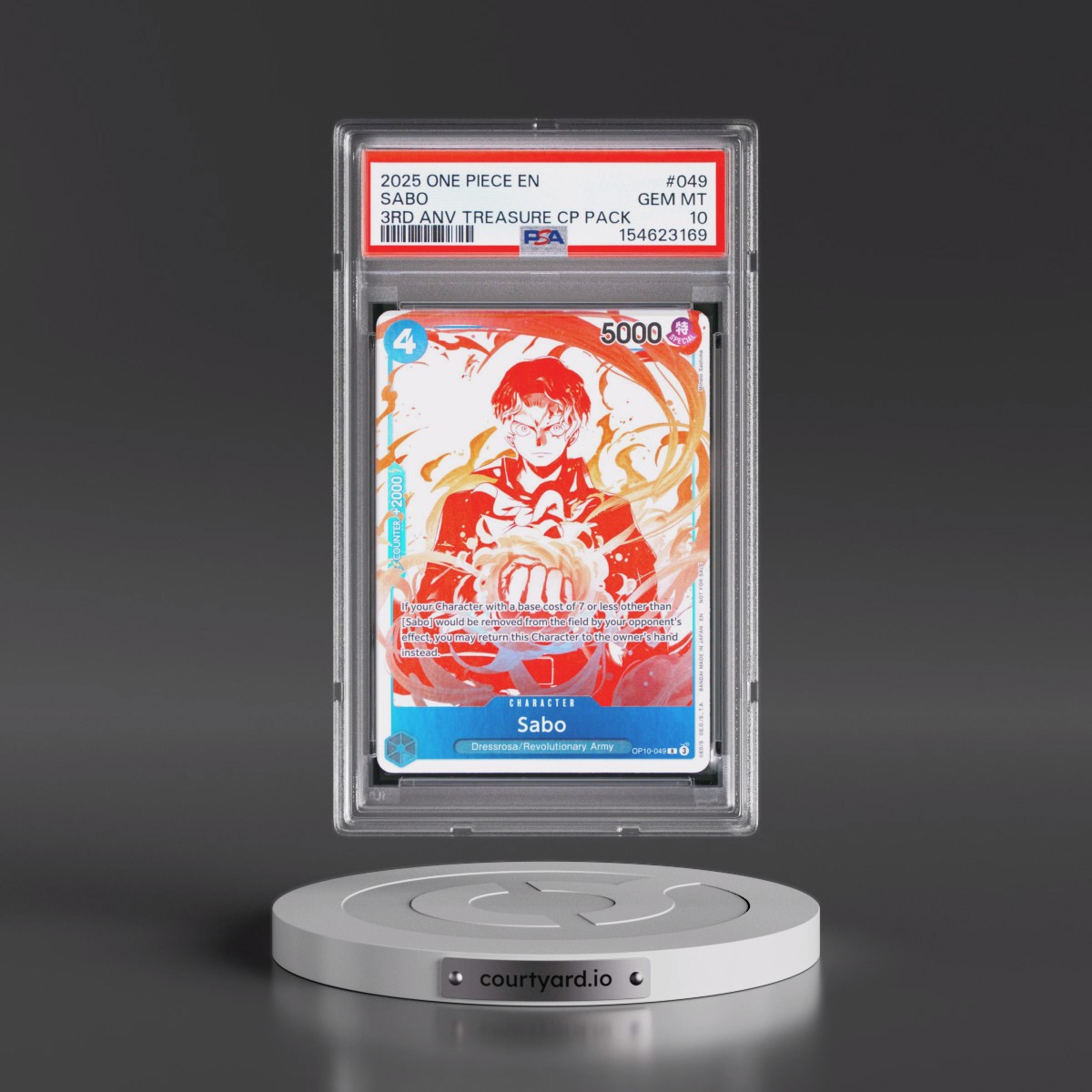 2025 One Piece 3rd Anniversary! One Piece Card Treasure Campaign Pack #049 Sabo (PSA 10 GEM MINT)