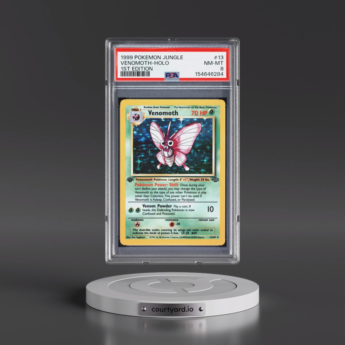 1999 Pokémon Jungle Venomoth - 1st Edition Holo #13 PSA 8