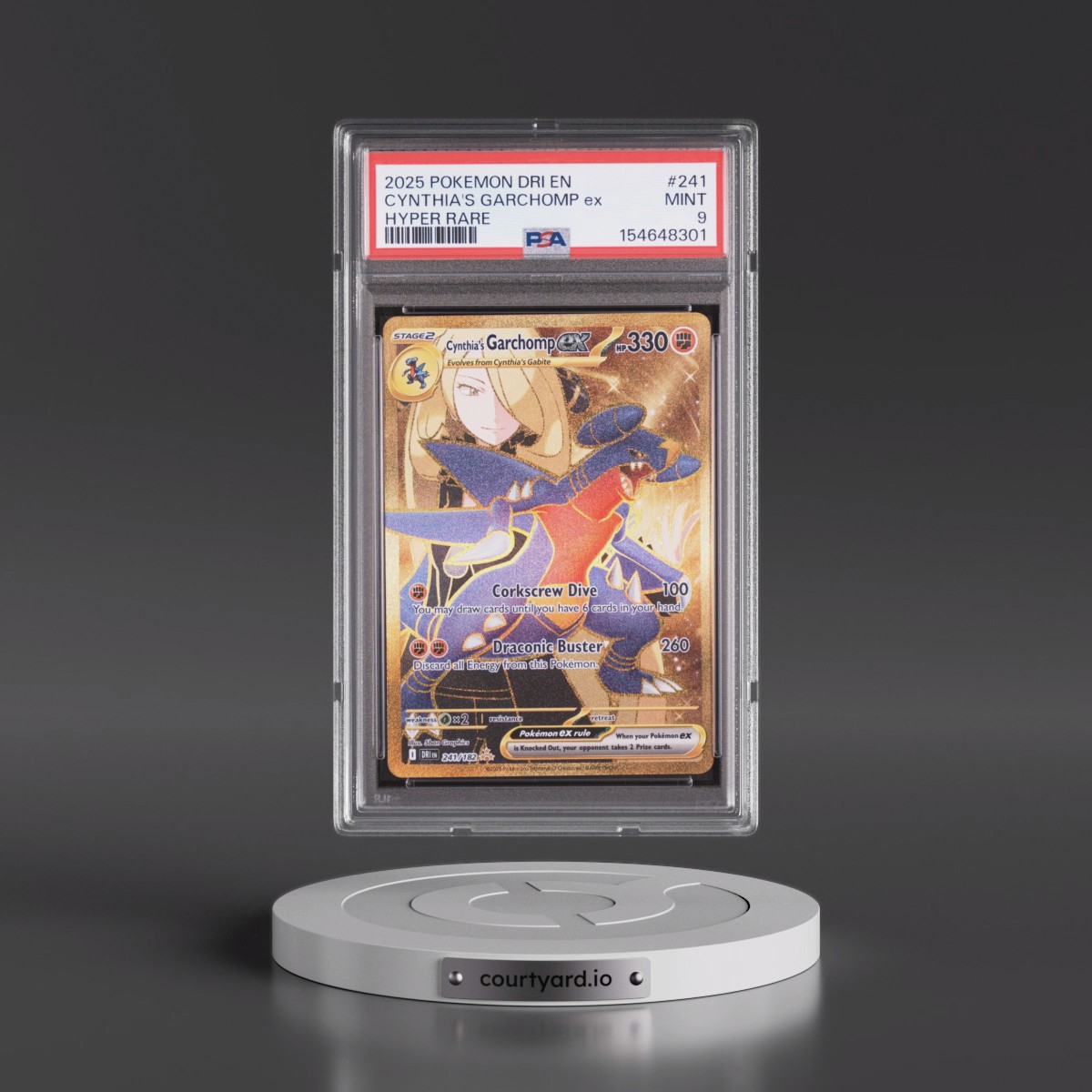 2025 Pokémon Dri EN-Destined Rivals #241 Cynthia's Garchomp EX - Holo Hyper Rare (PSA 9 MINT)