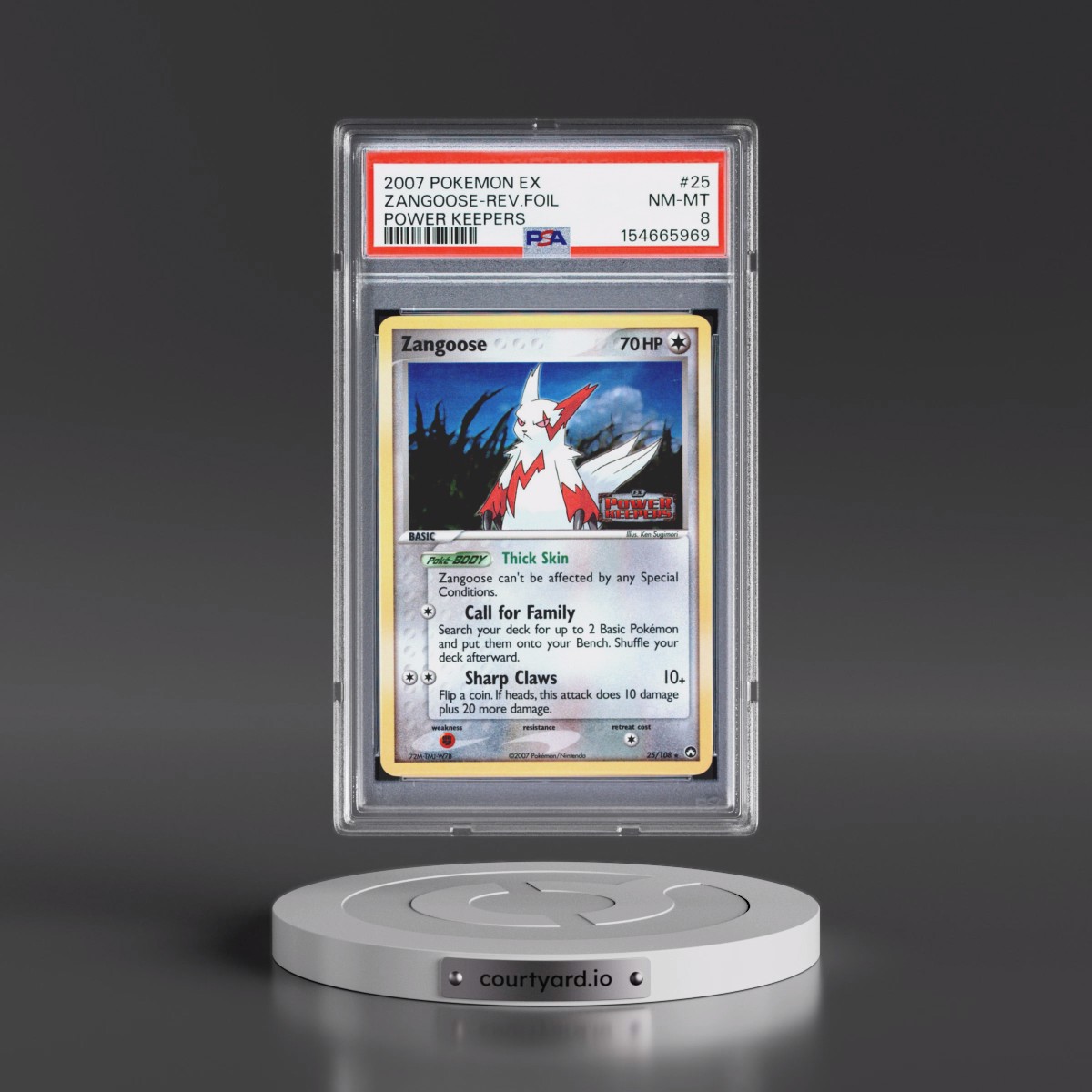 2007 Pokémon EX Power Keepers #25 Zangoose - Reverse Foil (PSA 8 NM-MT)