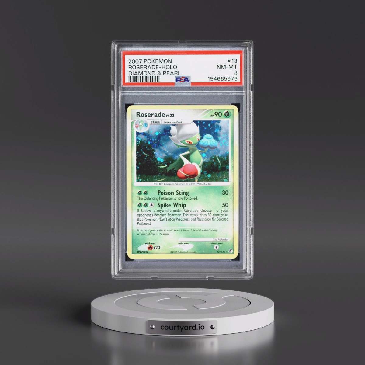 2007 Pokémon Diamond & Pearl #13 Roserade - Holo (PSA 8 NM-MT)