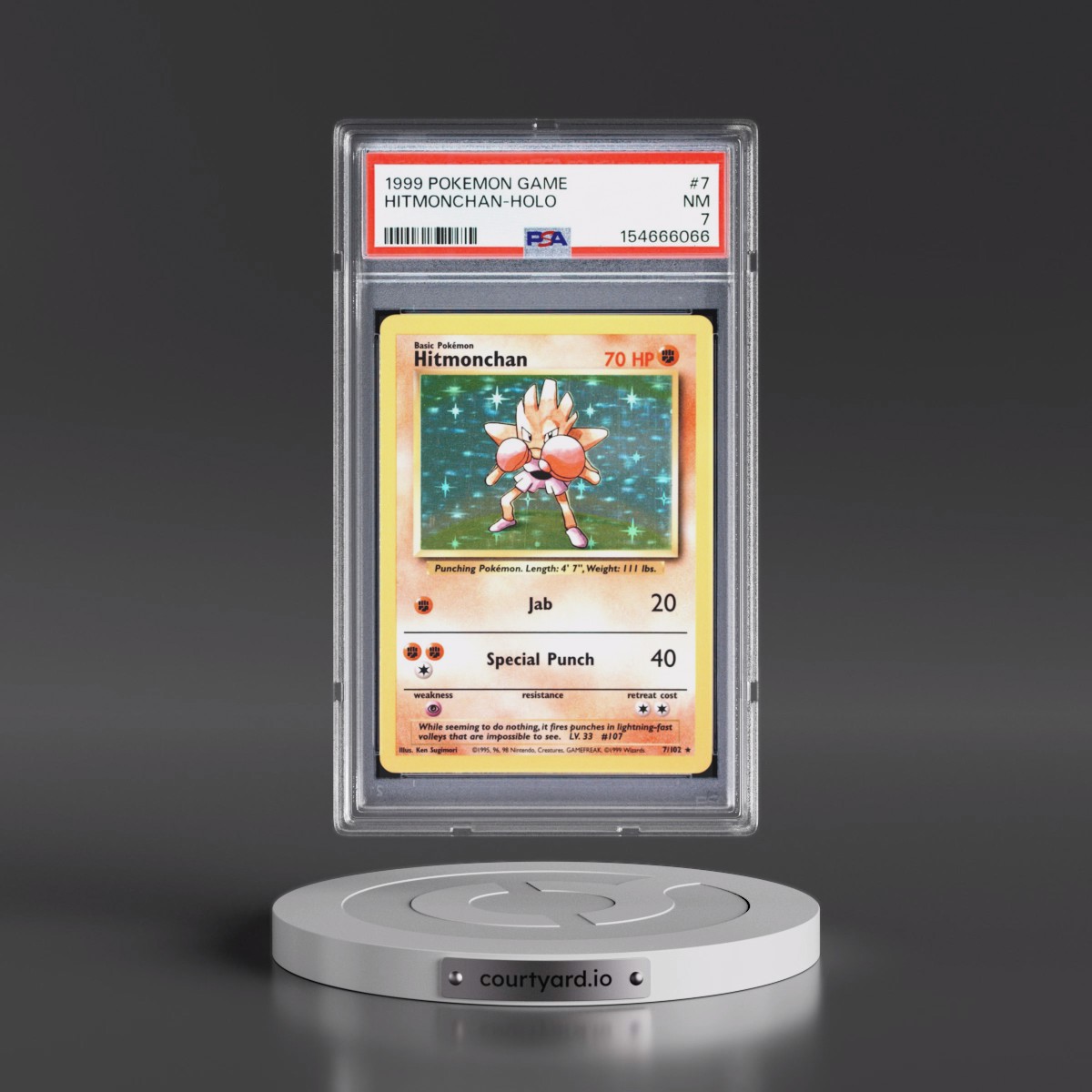 1999 Pokémon Game #7 Hitmonchan - Holo (PSA 7 NM)