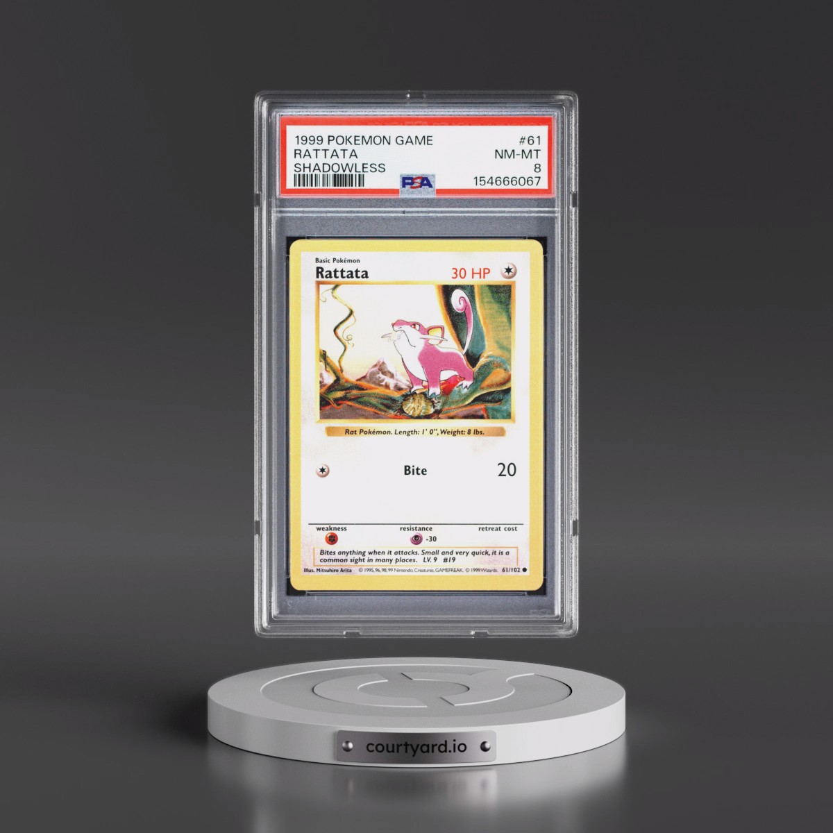 1999 Pokémon Game #61 Rattata - Shadowless (PSA 8 NM-MT)