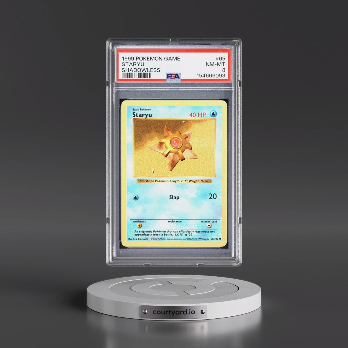 1999 Pokémon Game #65 Staryu - Shadowless (PSA 8 NM-MT)