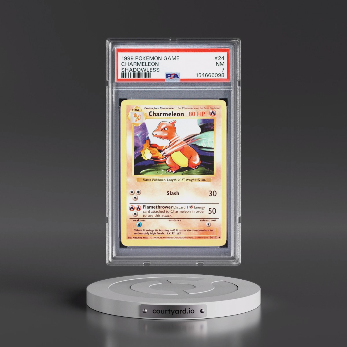 1999 Pokémon Game #24 Charmeleon - Shadowless (PSA 7 NM)
