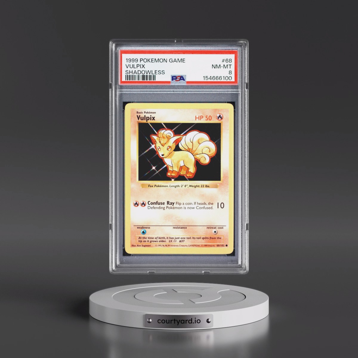 1999 Pokémon Game #68 Vulpix - Shadowless (PSA 8 NM-MT)