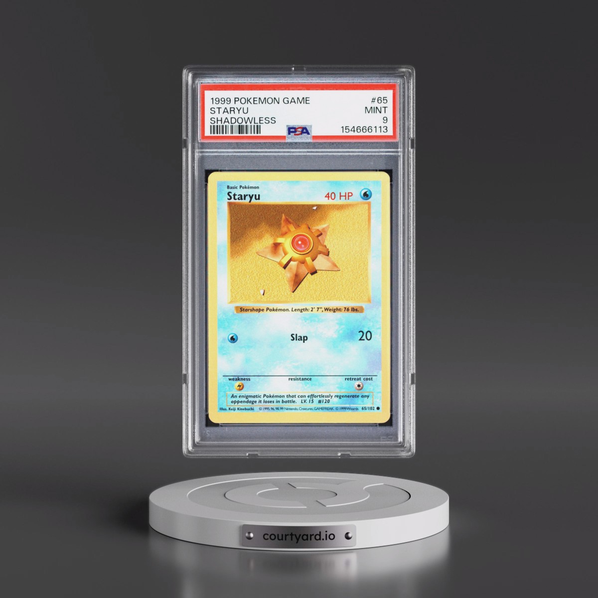 1999 Pokémon Game #65 Staryu - Shadowless (PSA 9 MINT)