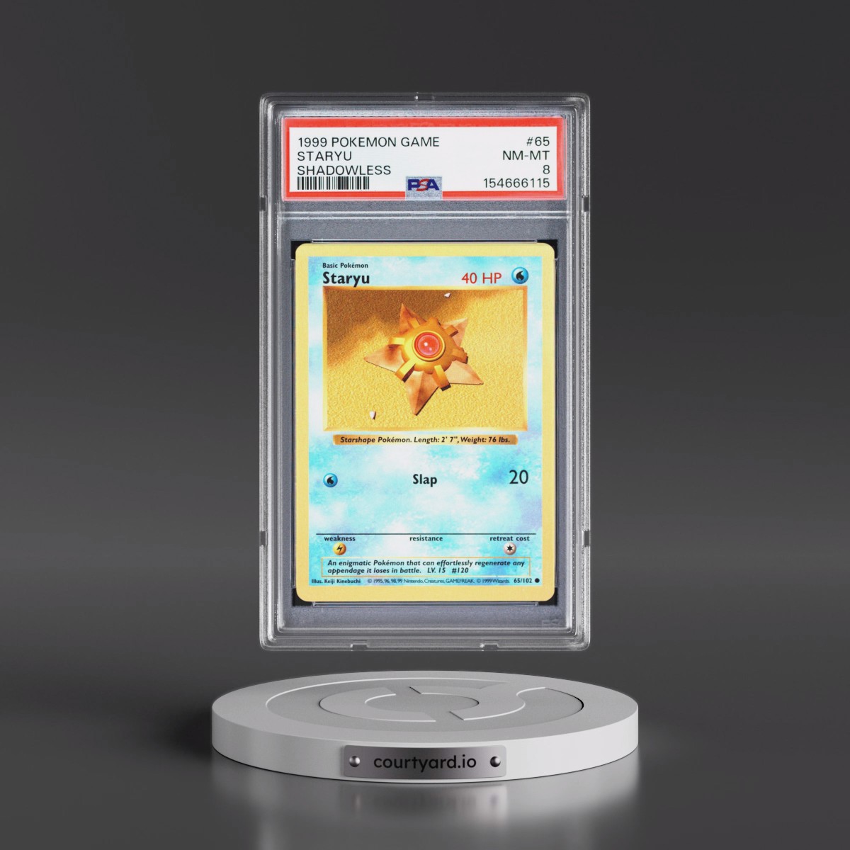 1999 Pokémon Game #65 Staryu - Shadowless (PSA 8 NM-MT)