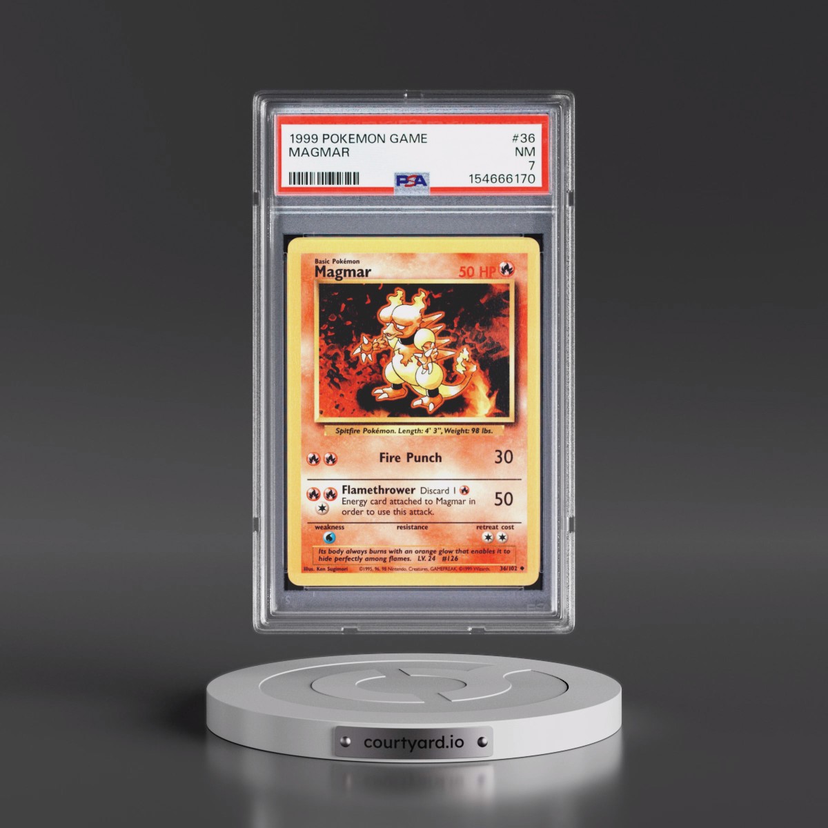 1999 Pokémon Game #36 Magmar (PSA 7 NM)