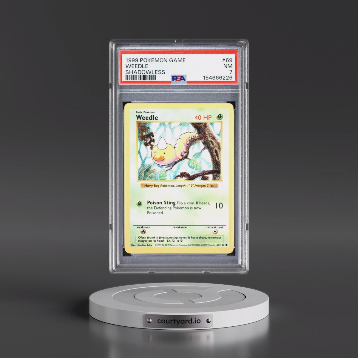 1999 Pokémon Game #69 Weedle - Shadowless (PSA 7 NM)