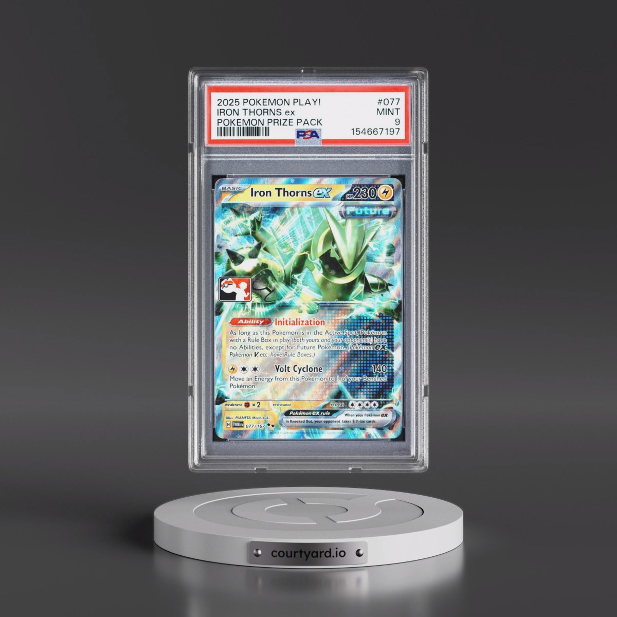 2025 Pokémon Play! Pokémon Prize Pack #077 Iron Thorns EX - Holo (PSA 9 MINT)