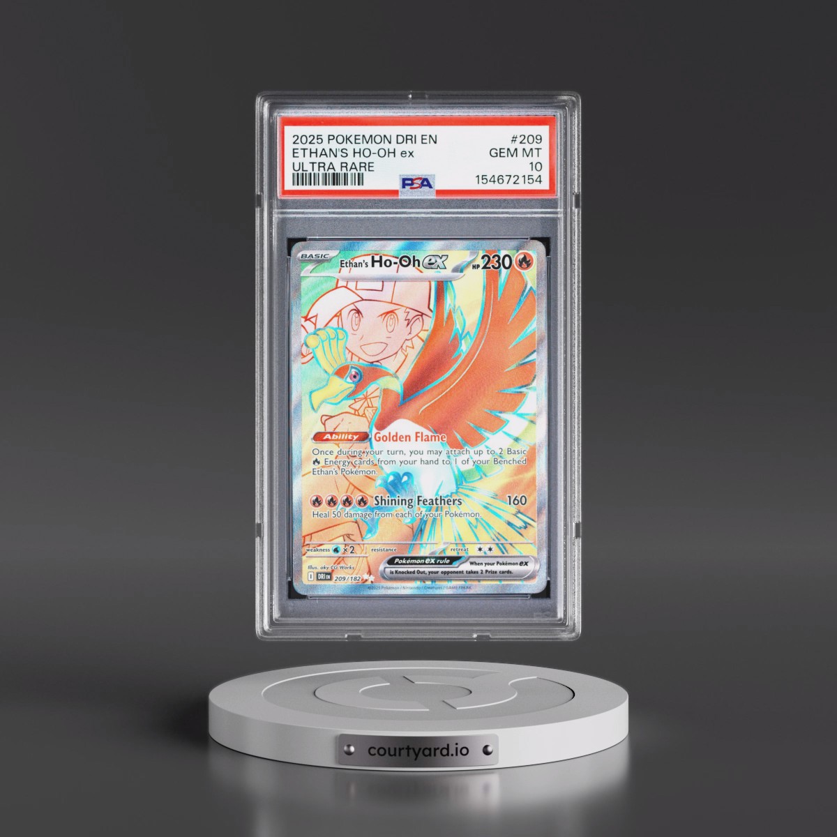 2025 Pokémon Dri EN-Destined Rivals #209 Ethan's HO-Oh EX - Holo Ultra Rare (PSA 10 GEM MINT)