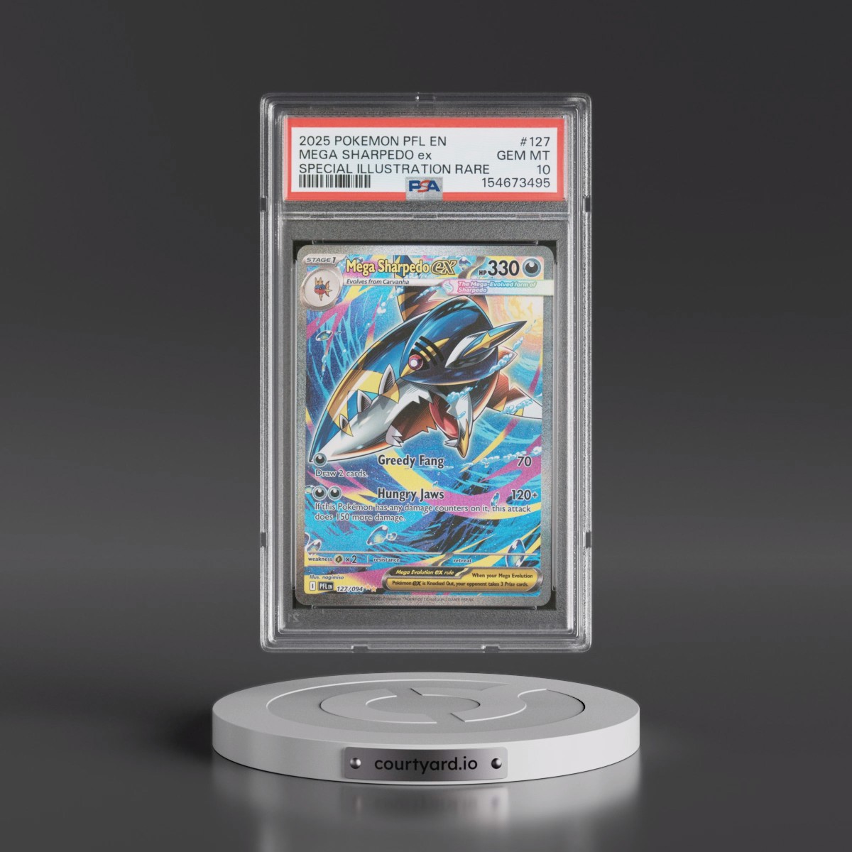 2025 Pokémon Pfl EN-Phantasmal Flames #127 Mega Sharpedo EX - Holo Special Illustration Rare (PSA 10 GEM MINT)
