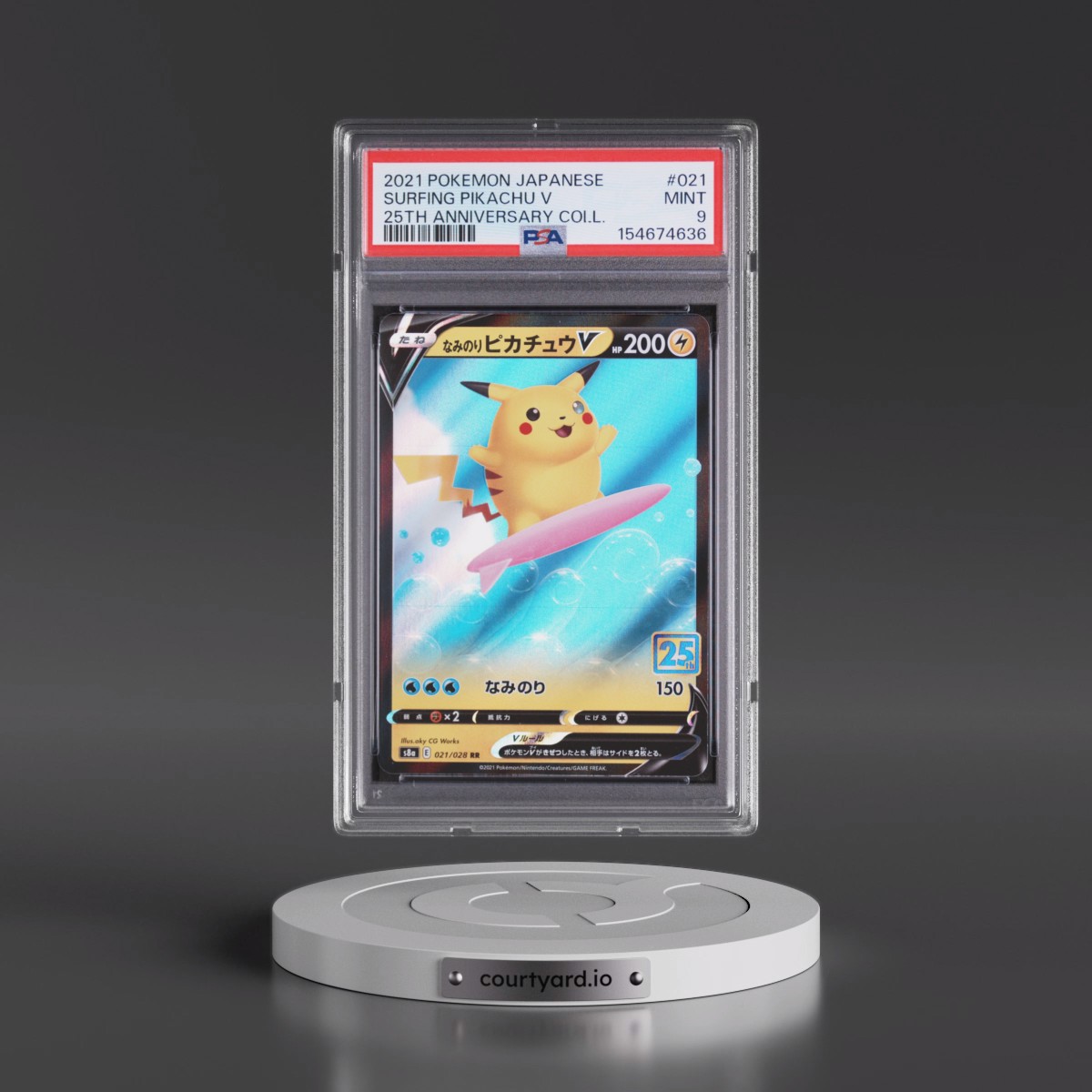 2021 Pokémon 25th Anniversary Collection #021 Surfing Pikachu V - Holo (PSA 9 MINT)