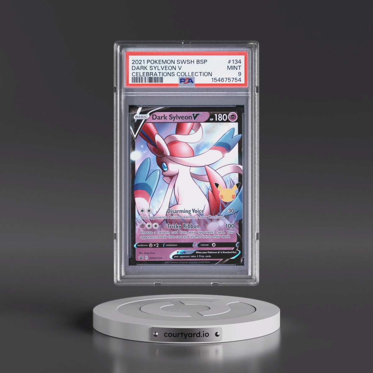 2021 Pokémon Swsh Black Star Promo #134 Dark Sylveon V - Holo Celebrations Collection (PSA 9 MINT)