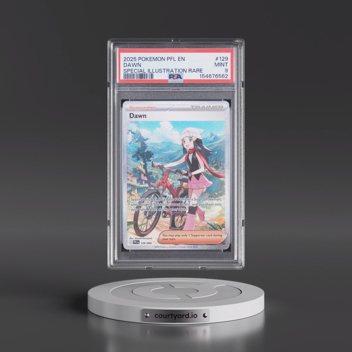 2025 Pokémon Pfl EN-Phantasmal Flames #129 Dawn - Special Illustration Rare (PSA 9 MINT)