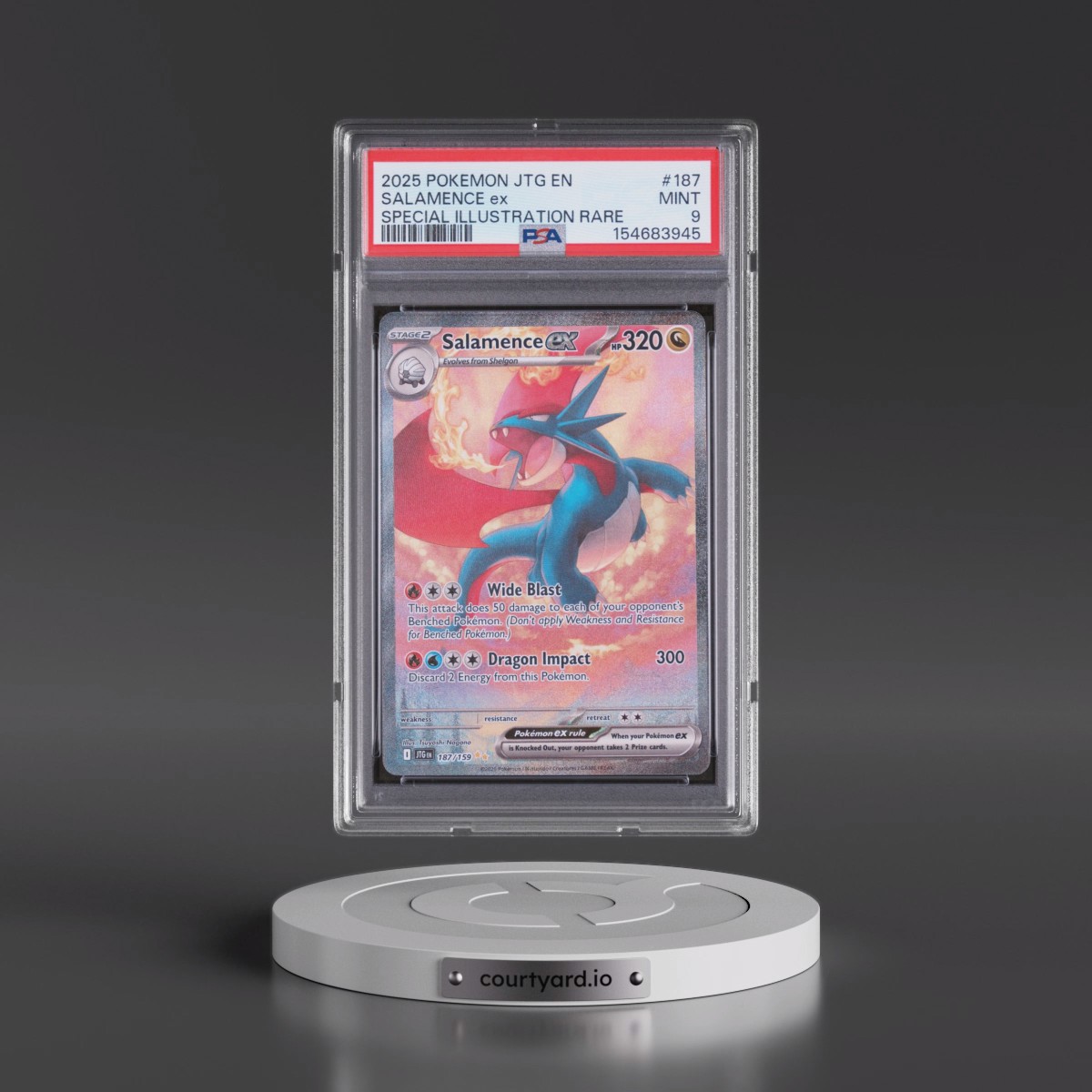 2025 Pokémon Jtg EN-Journey Together #187 Salamence EX - Holo Special Illustration Rare (PSA 9 MINT)
