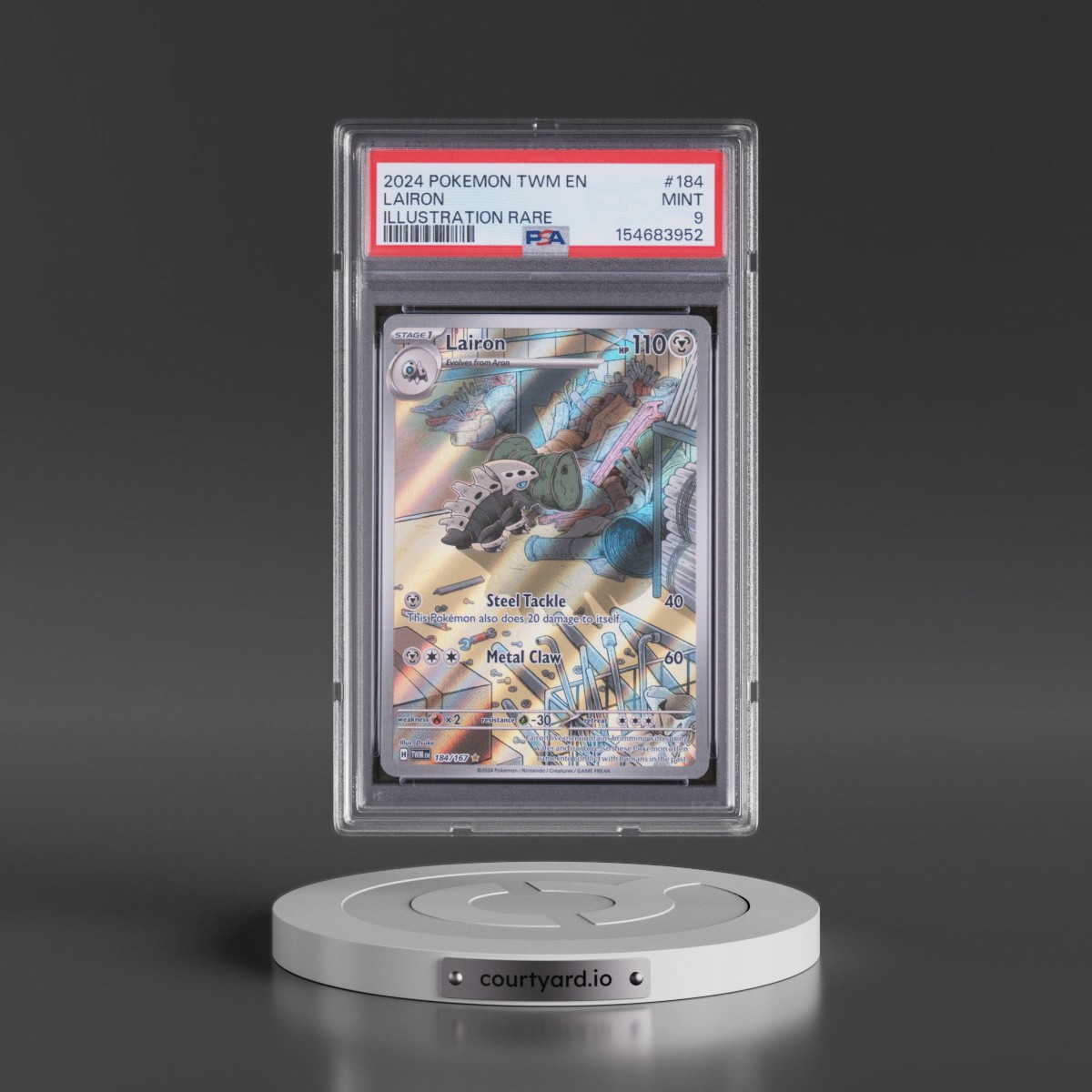 2024 Pokémon Twm EN-Twilight Masquerade #184 Lairon - Illustration Rare (PSA 9 MINT)
