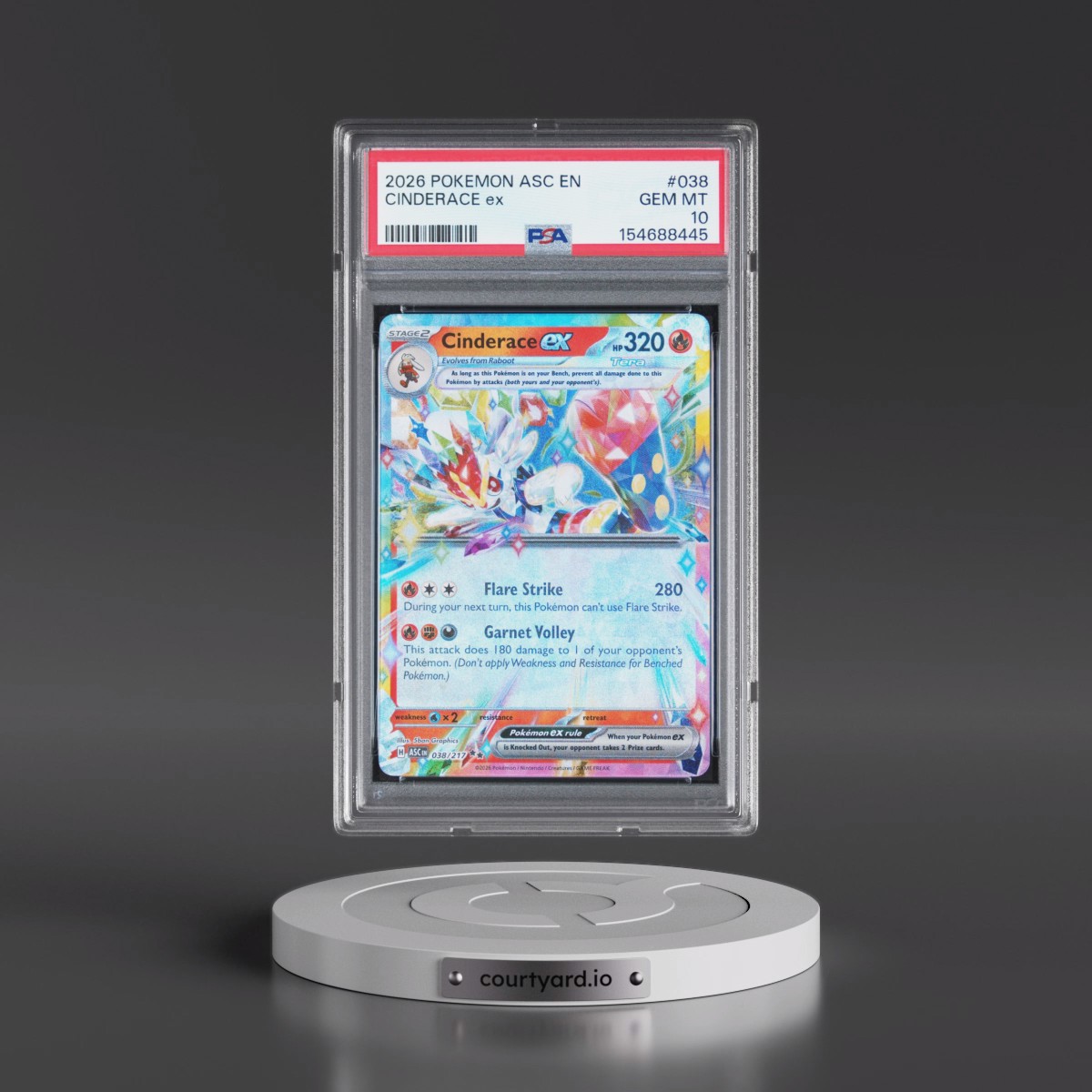 2026 Pokémon Asc EN-Ascended Heroes #038 Cinderace EX - Holo (PSA 10 GEM MINT)