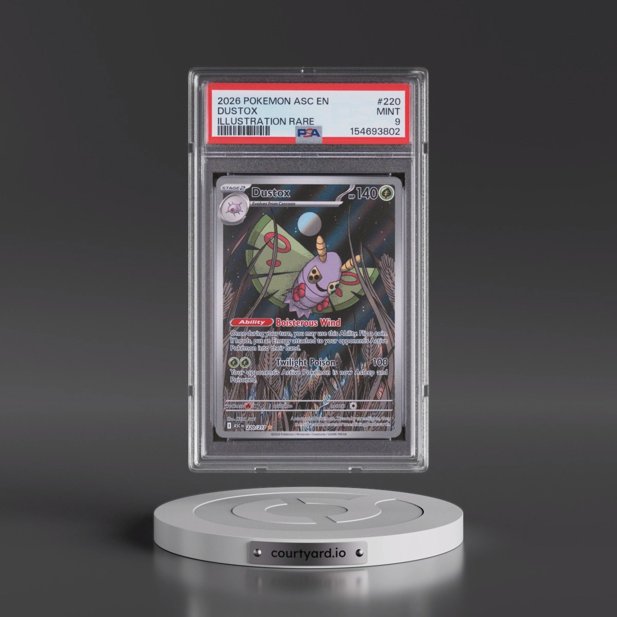 2026 Pokémon Asc EN-Ascended Heroes #220 Dustox - Illustration Rare (PSA 9 MINT)