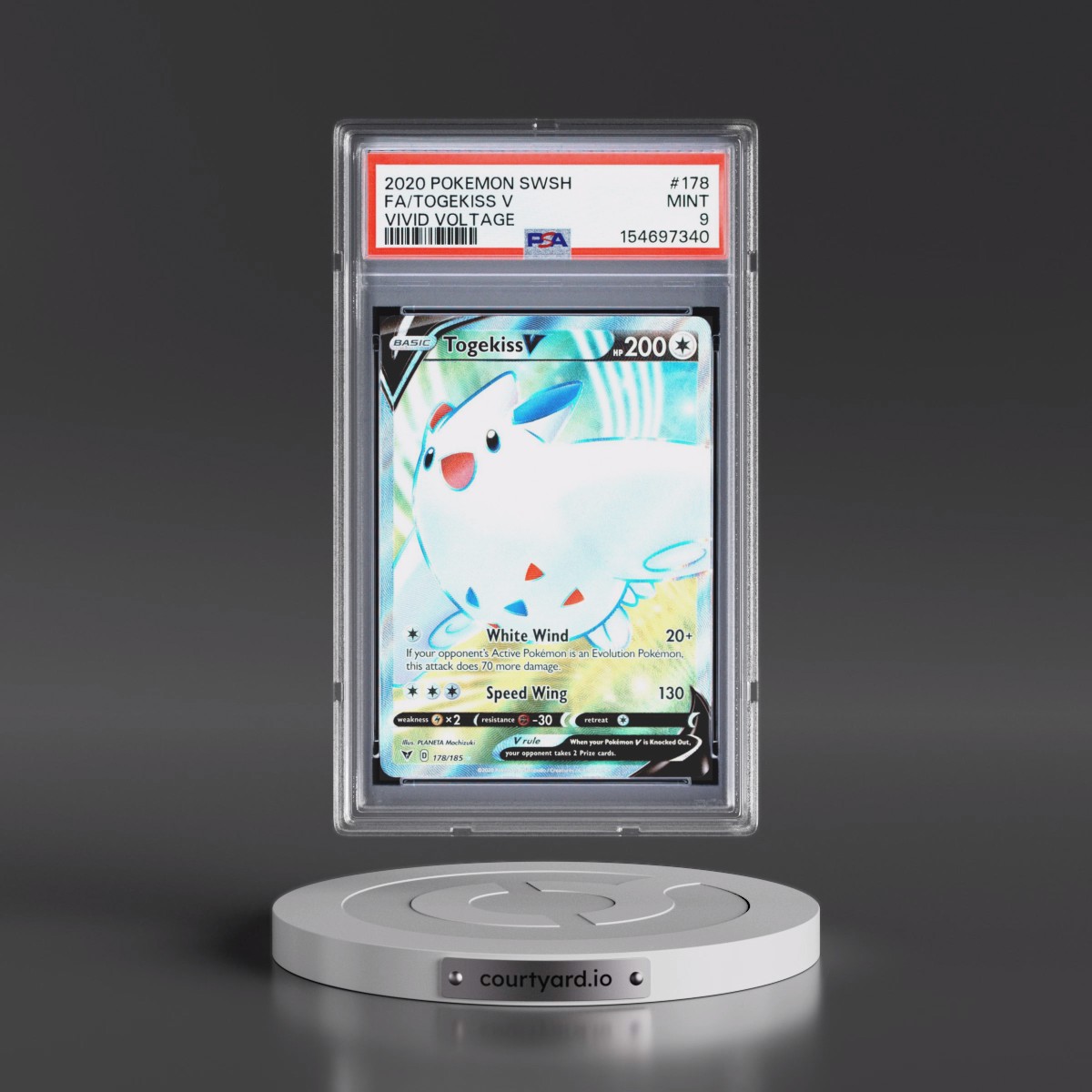 2020 Pokémon Sword & Shield Vivid Voltage #178 Togekiss V - Holo Full Art (PSA 9 MINT)