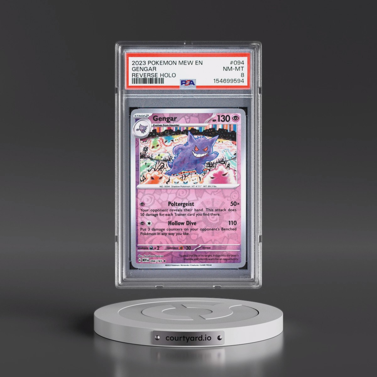 2023 Pokémon Mew EN-151 #094 Gengar - Reverse Holo (PSA 8 NM-MT)