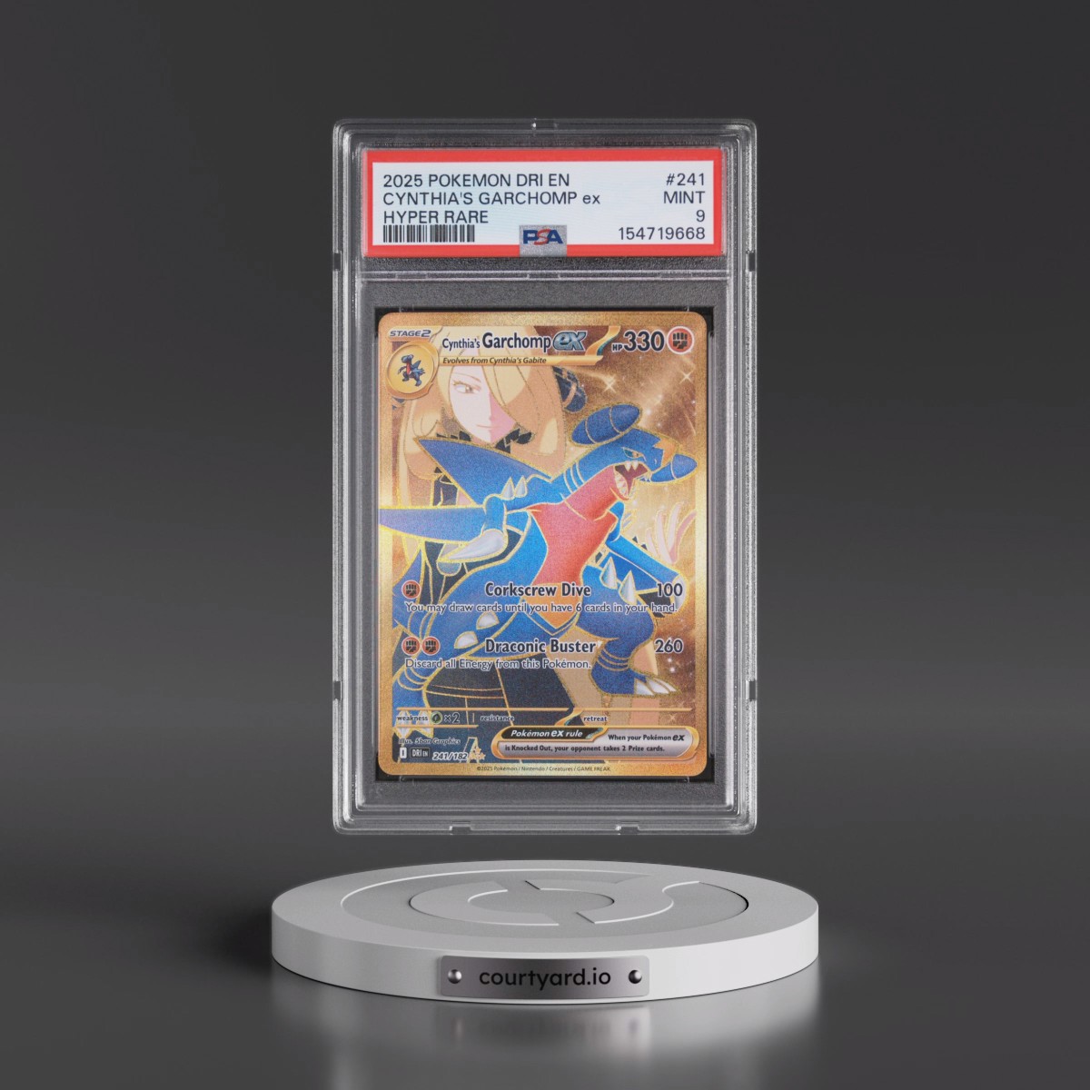 2025 Pokémon Dri EN-Destined Rivals #241 Cynthia's Garchomp EX - Holo Hyper Rare (PSA 9 MINT)