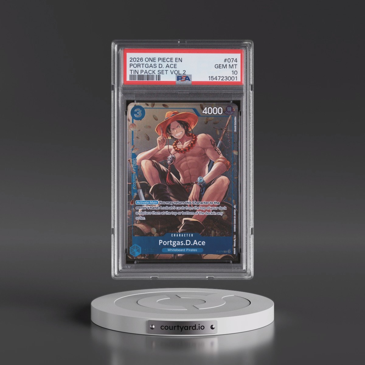 2026 One Piece Promos #074 Portgas D. Ace - Tin Pack Set Vol.2 (PSA 10 GEM MINT)