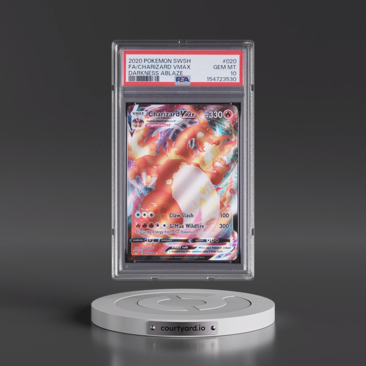 2020 Pokémon Sword & Shield Darkness Ablaze #020 Charizard Vmax - Full Art (PSA 10 GEM MINT)