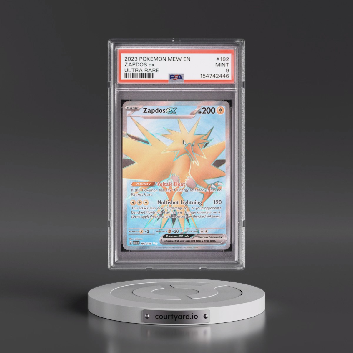 2023 Pokémon Mew EN-151 #192 Zapdos EX - Holo Ultra Rare (PSA 9 MINT)