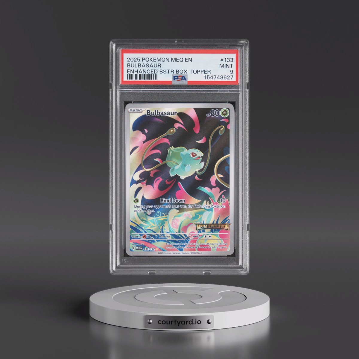 2025 Pokémon Meg EN-Mega Evolution #133 Bulbasaur - Enhanced Booster Box Topper (PSA 9 MINT)